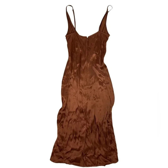 Forever 21 Contemporary Satin Midi Dress | Brown | Size XS - Picture 5 of 9